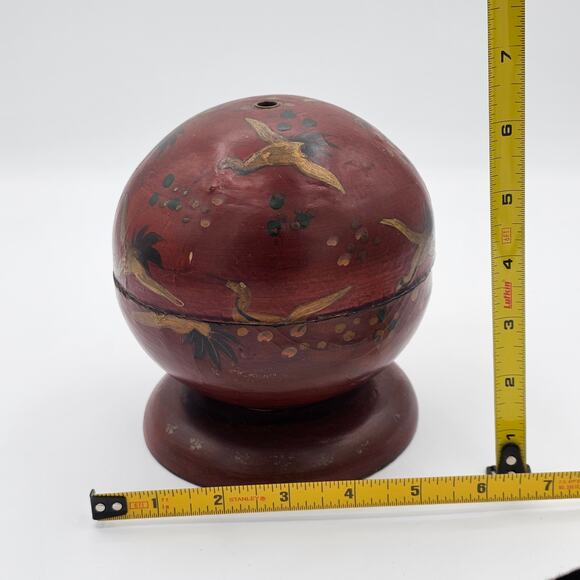 Vintage Japanese Crane String Holder Flying Birds - Hand Painted Round Dispenser - Picture 10 of 10